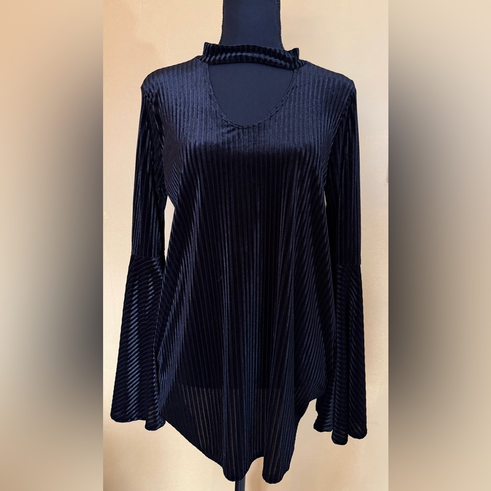 MTS Black Ribbed Women's Blouse
